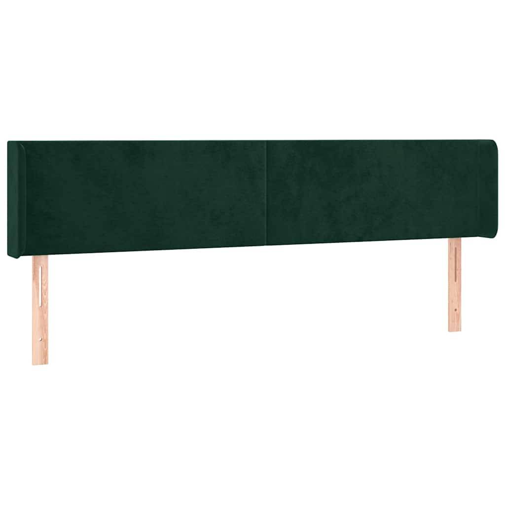 vidaXL Kopfteil mit Ohren Dunkelgrün 163x16x78/88 cm Samt