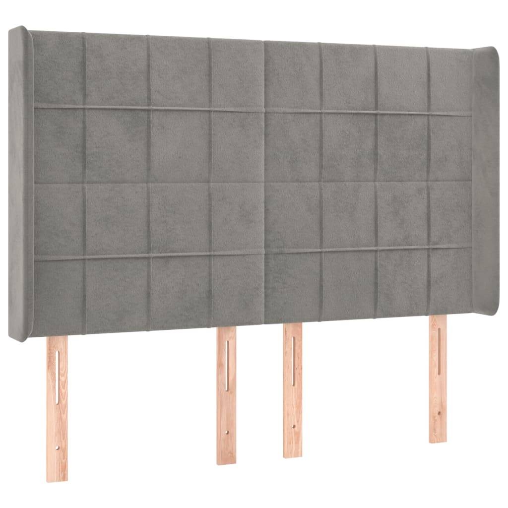 vidaXL Kopfteil mit Ohren Hellgrau 147x16x118/128 cm Samt