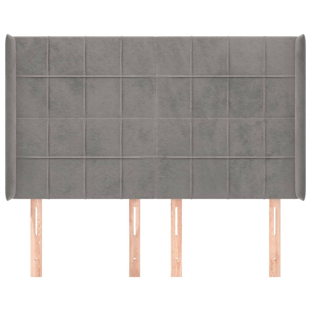 vidaXL Kopfteil mit Ohren Hellgrau 147x16x118/128 cm Samt