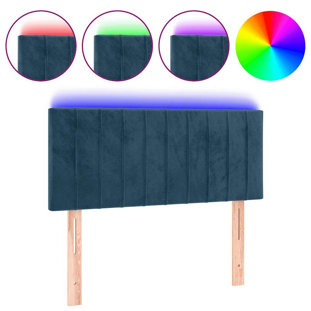 vidaXL LED Kopfteil Dunkelblau 100x5x78/88 cm Samt