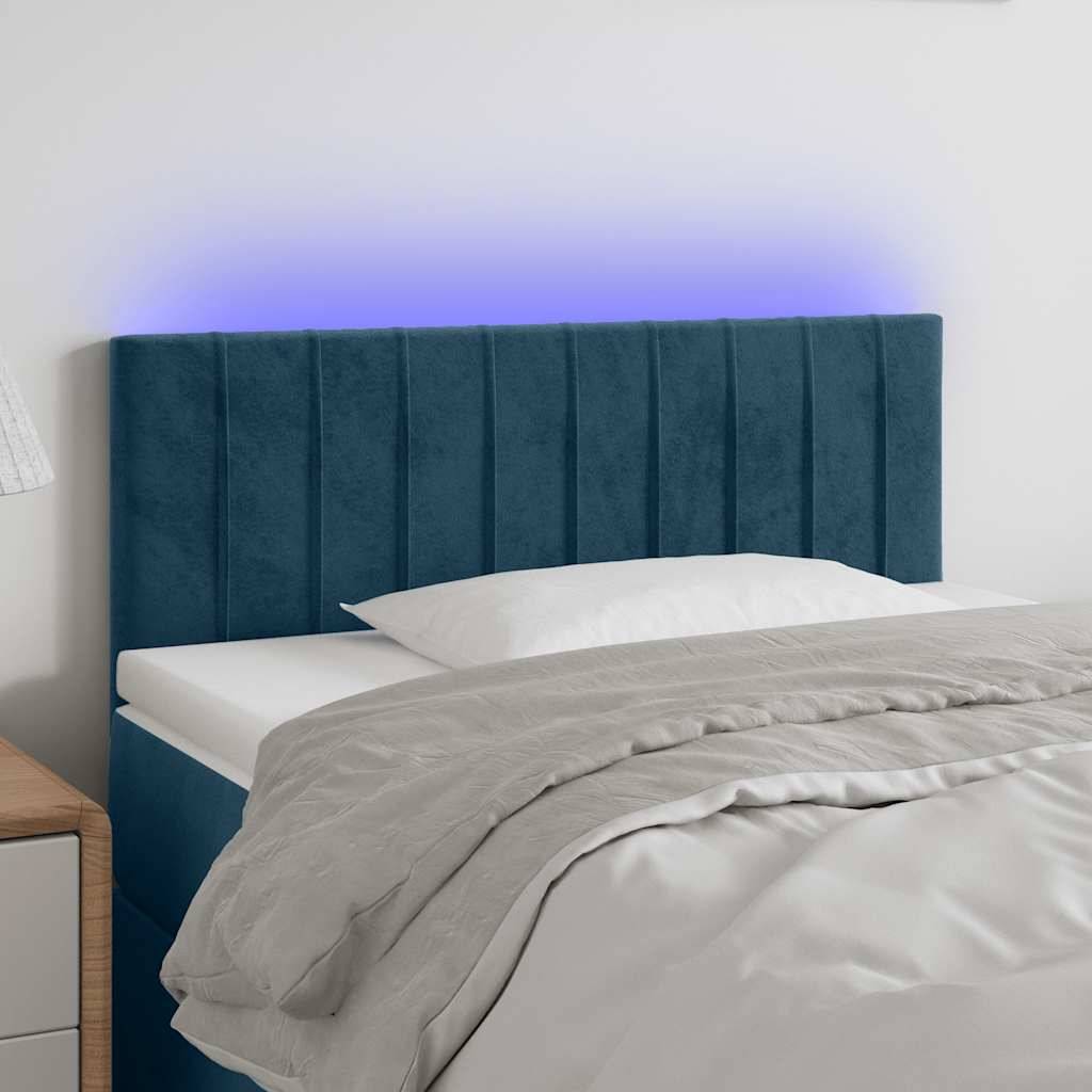 vidaXL LED Kopfteil Dunkelblau 100x5x78/88 cm Samt