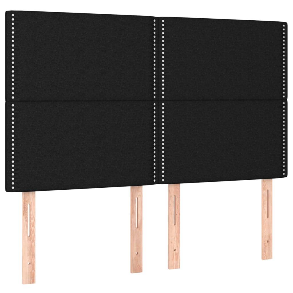 vidaXL LED Kopfteil Schwarz 144x5x118/128 cm Stoff