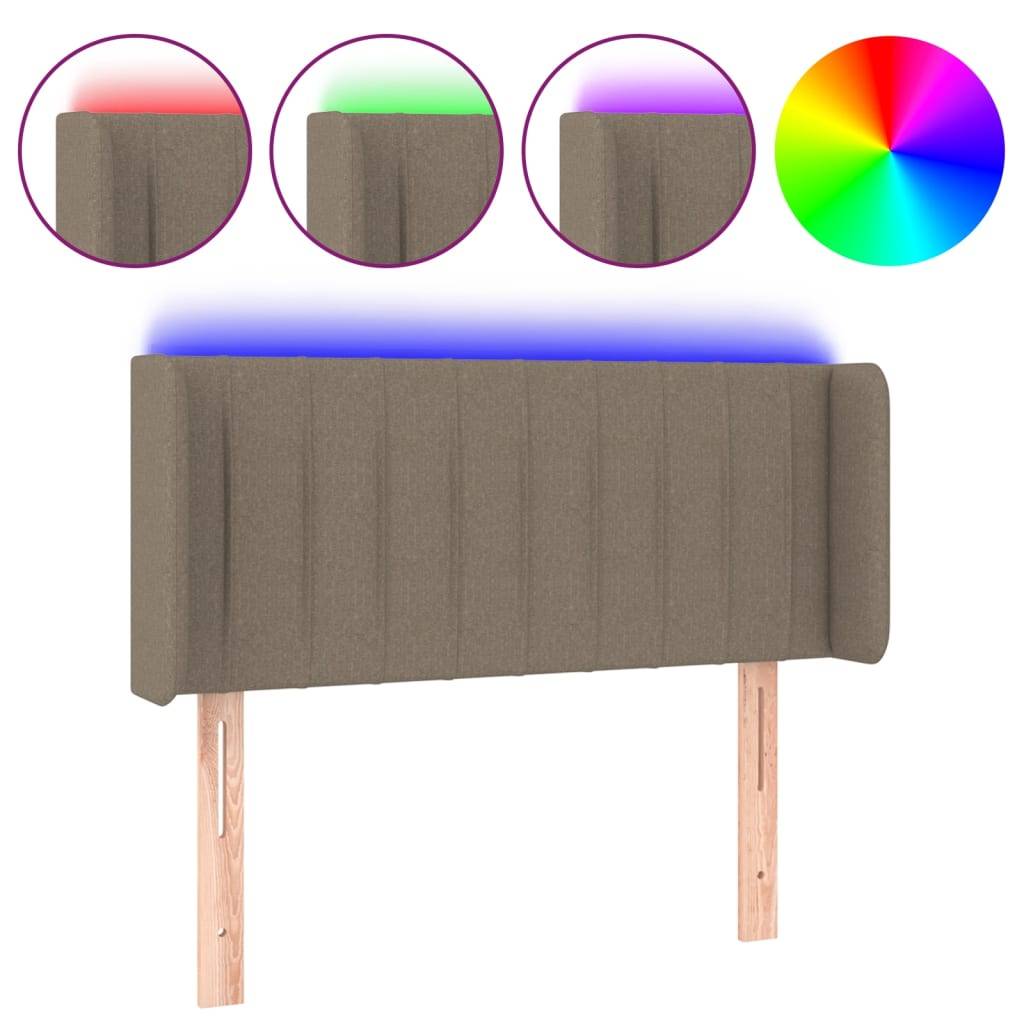 vidaXL LED Kopfteil Taupe 103x16x78/88 cm Stoff