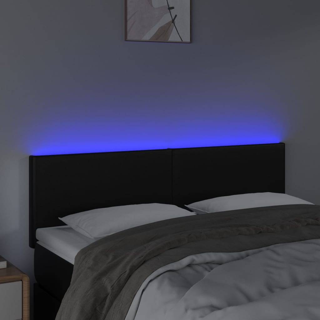 vidaXL LED Kopfteil Schwarz 144x5x78/88 cm Kunstleder