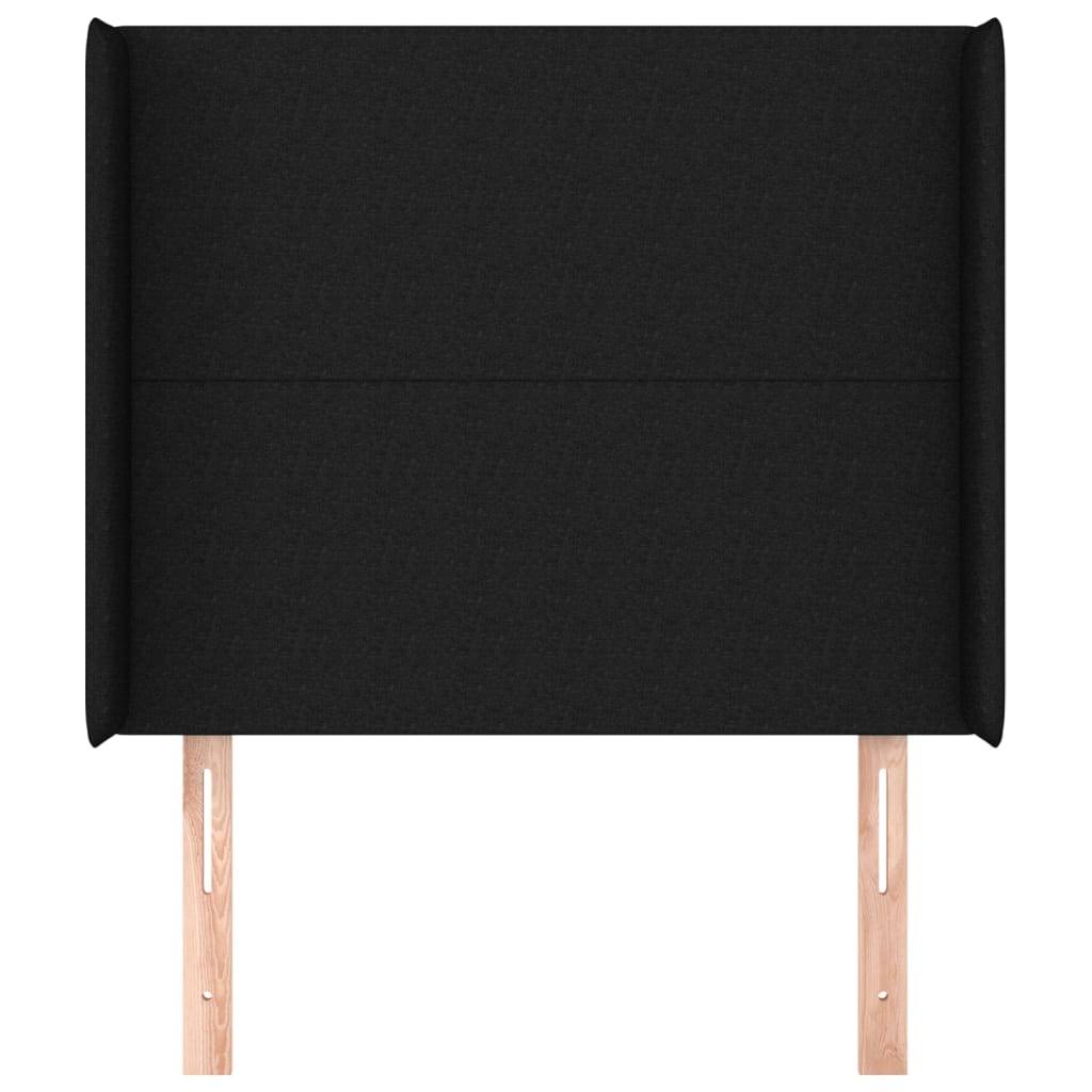 vidaXL Kopfteil mit Ohren Schwarz 103x16x118/128 cm Stoff