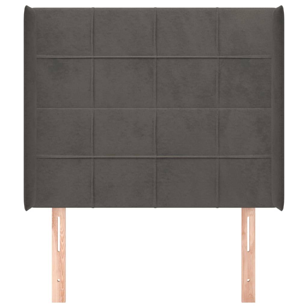 vidaXL Kopfteil mit Ohren Dunkelgrau 83x16x118/128 cm Samt