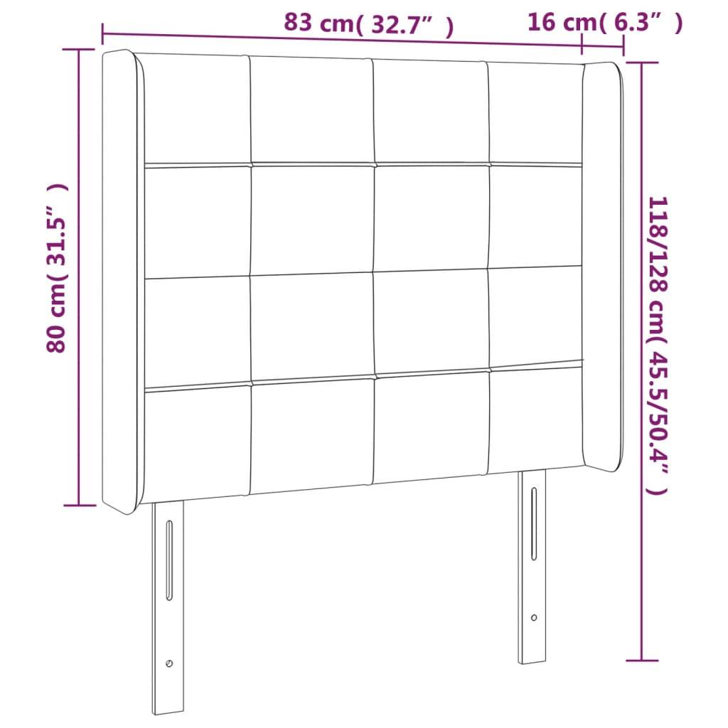 vidaXL Kopfteil mit Ohren Dunkelgrau 83x16x118/128 cm Samt