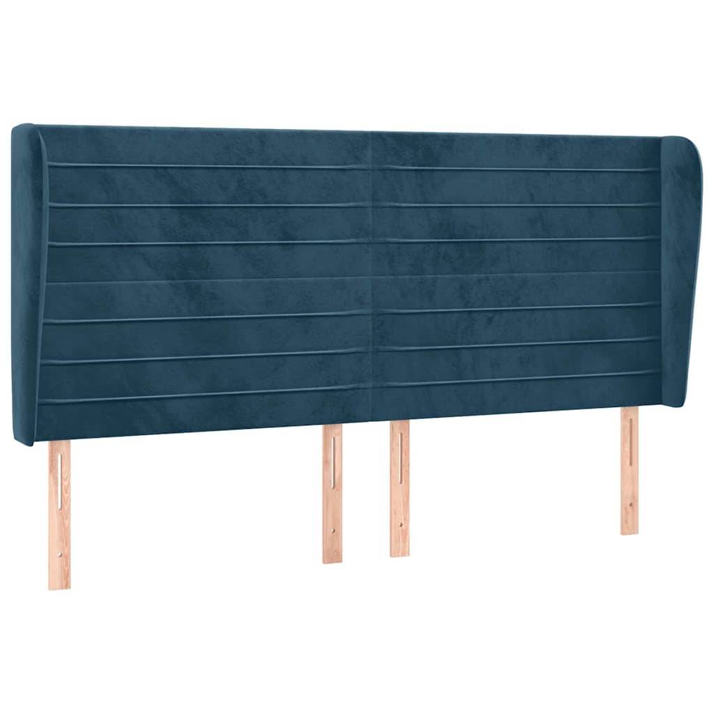 vidaXL Kopfteil mit Ohren Dunkelblau 163x23x118/128 cm Samt
