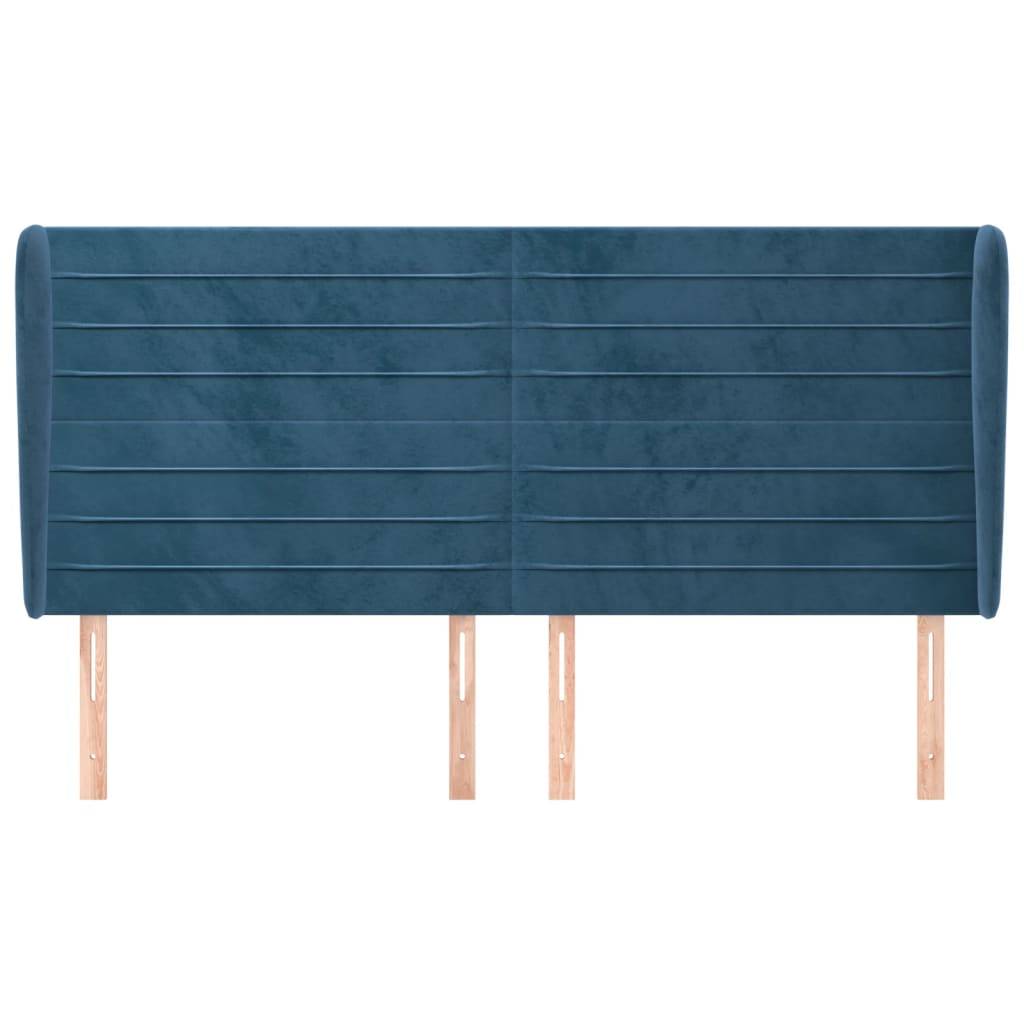 vidaXL Kopfteil mit Ohren Dunkelblau 163x23x118/128 cm Samt
