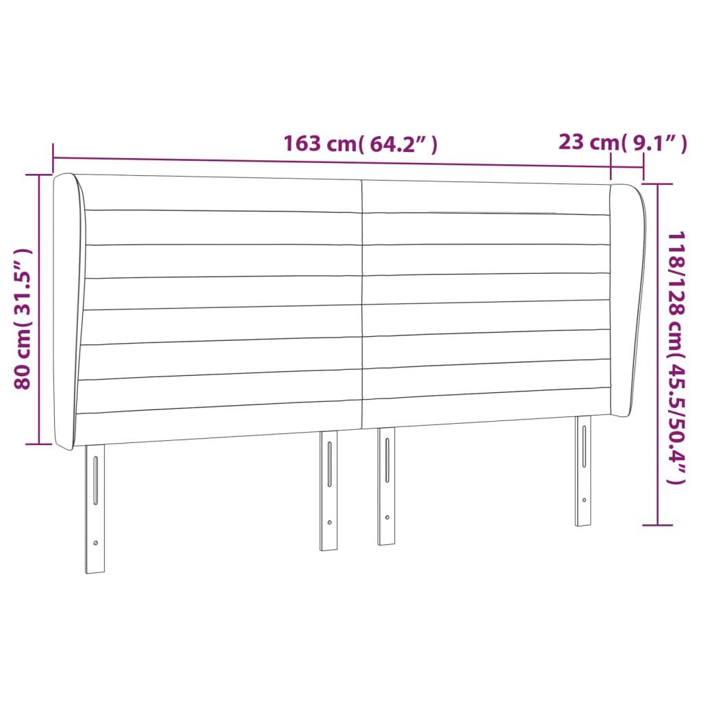 vidaXL Kopfteil mit Ohren Dunkelblau 163x23x118/128 cm Samt