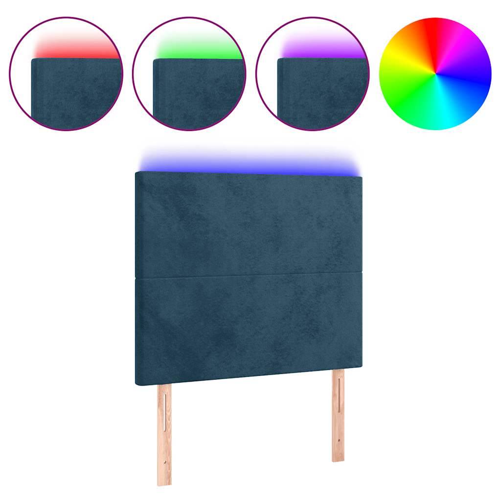 vidaXL LED Kopfteil Dunkelblau 100x5x118/128 cm Samt