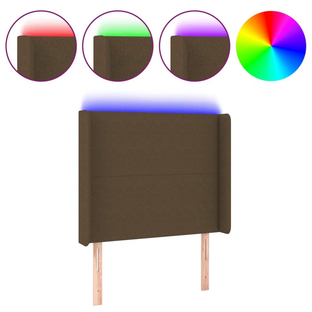 vidaXL LED Kopfteil Dunkelbraun 93x16x118/128 cm Stoff
