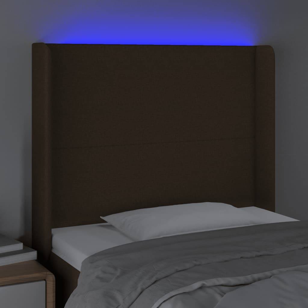 vidaXL LED Kopfteil Dunkelbraun 93x16x118/128 cm Stoff