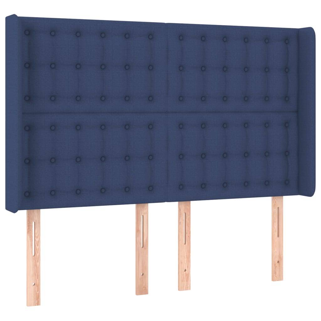 vidaXL Kopfteil mit Ohren Blau 147x16x118/128 cm Stoff