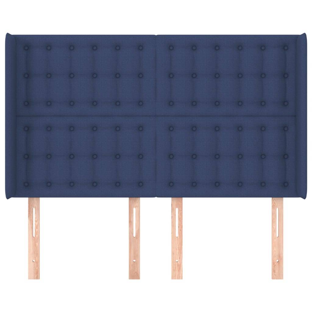 vidaXL Kopfteil mit Ohren Blau 147x16x118/128 cm Stoff