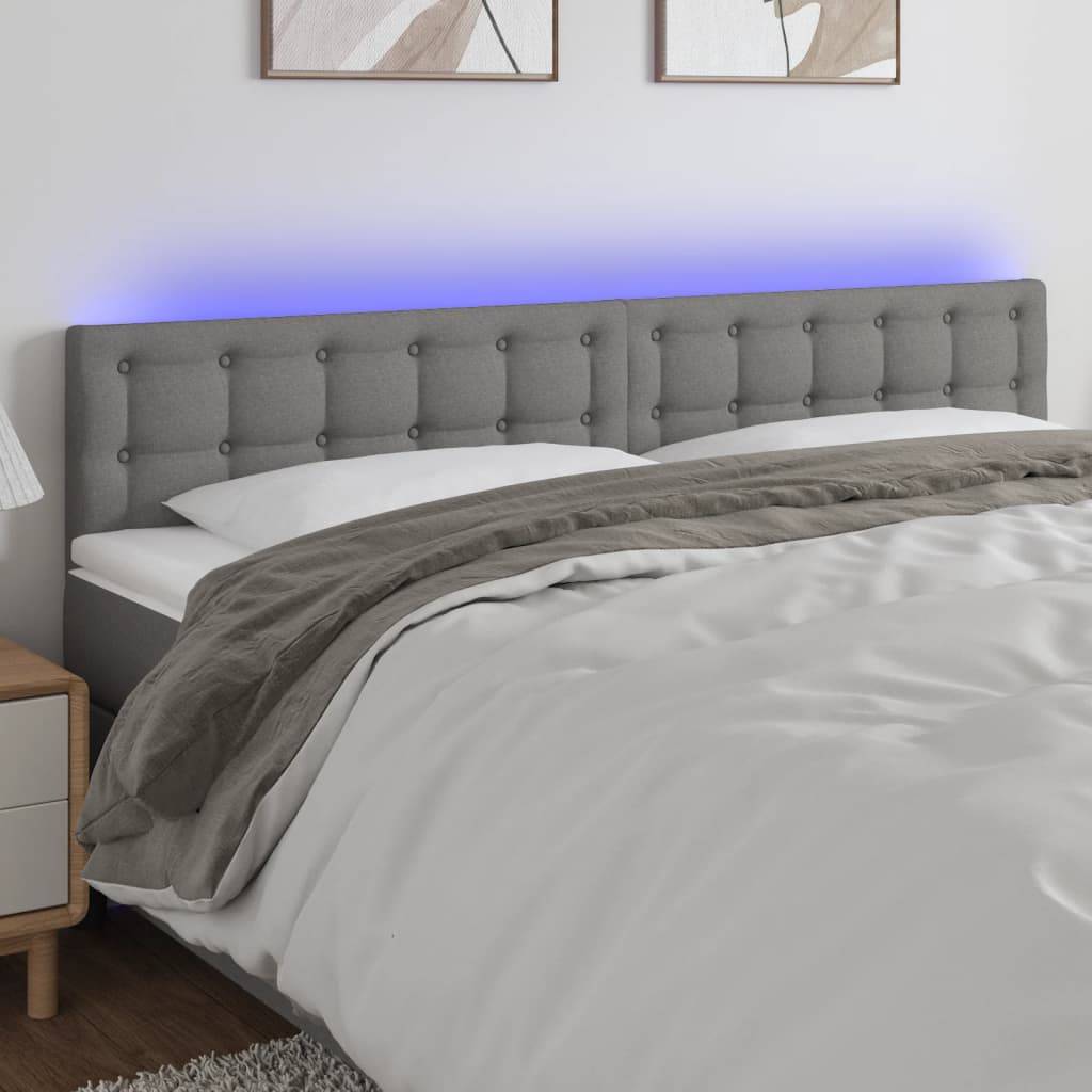 vidaXL LED Kopfteil Dunkelgrau 160x5x78/88 cm Stoff