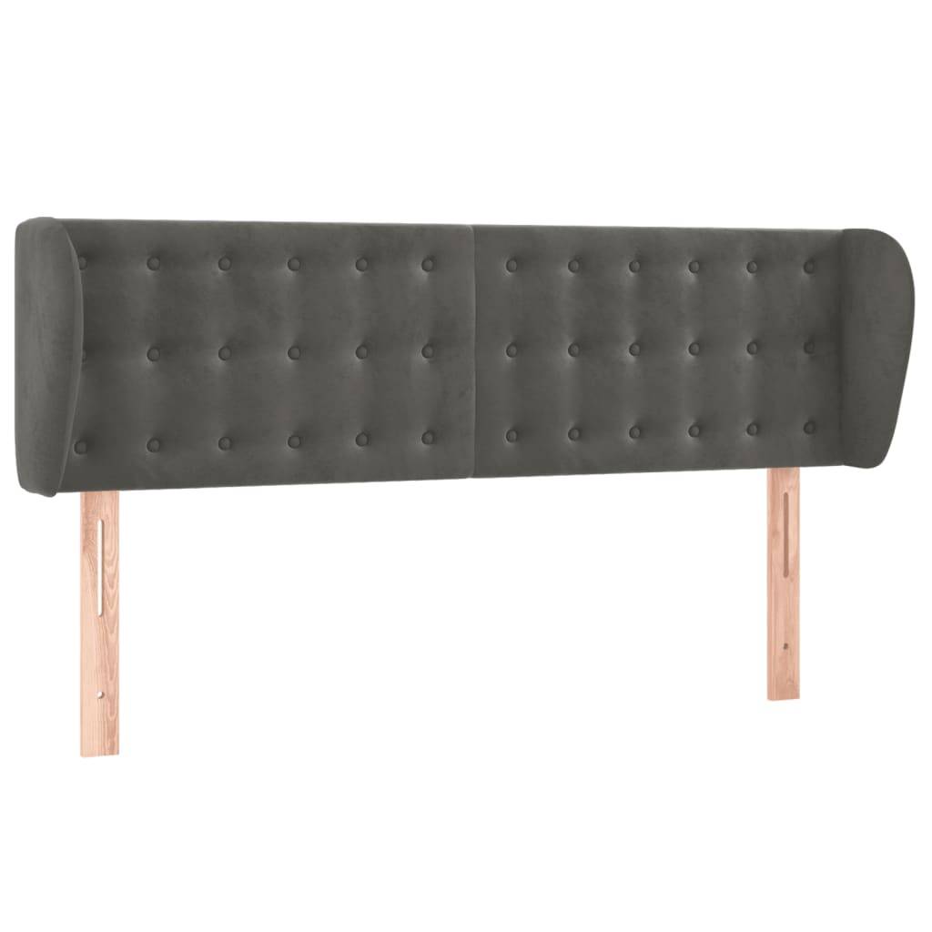 vidaXL Kopfteil mit Ohren Dunkelgrau 147x23x78/88 cm Samt
