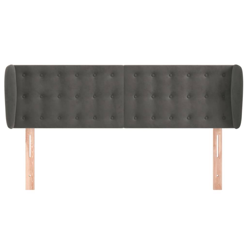 vidaXL Kopfteil mit Ohren Dunkelgrau 147x23x78/88 cm Samt
