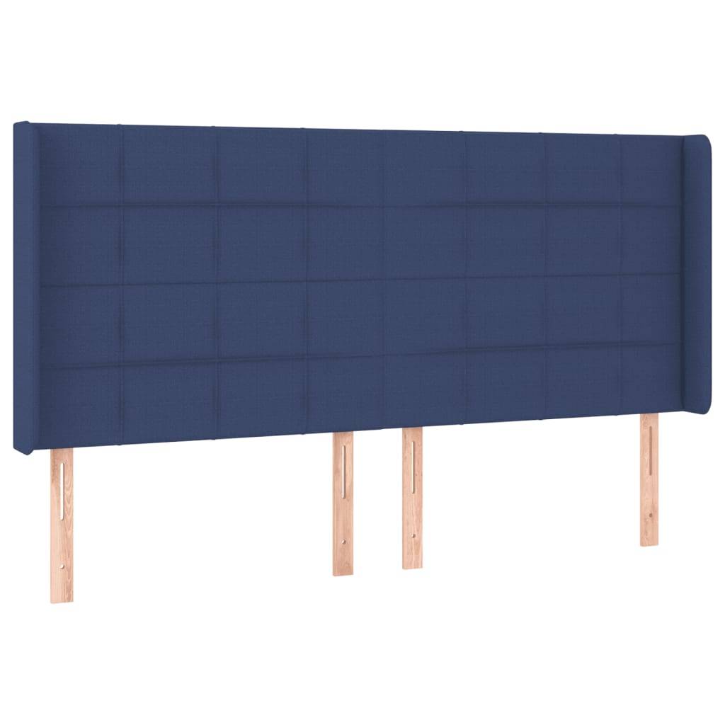 vidaXL LED Kopfteil Blau 203x16x118/128 cm Stoff