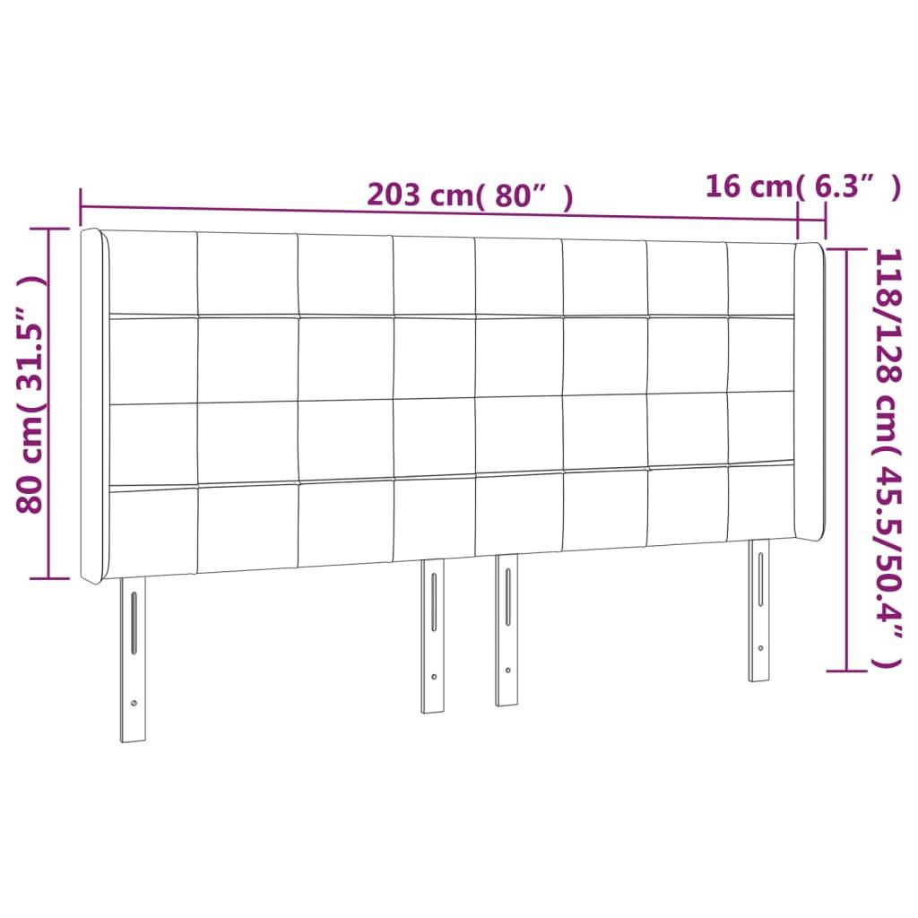 vidaXL LED Kopfteil Blau 203x16x118/128 cm Stoff