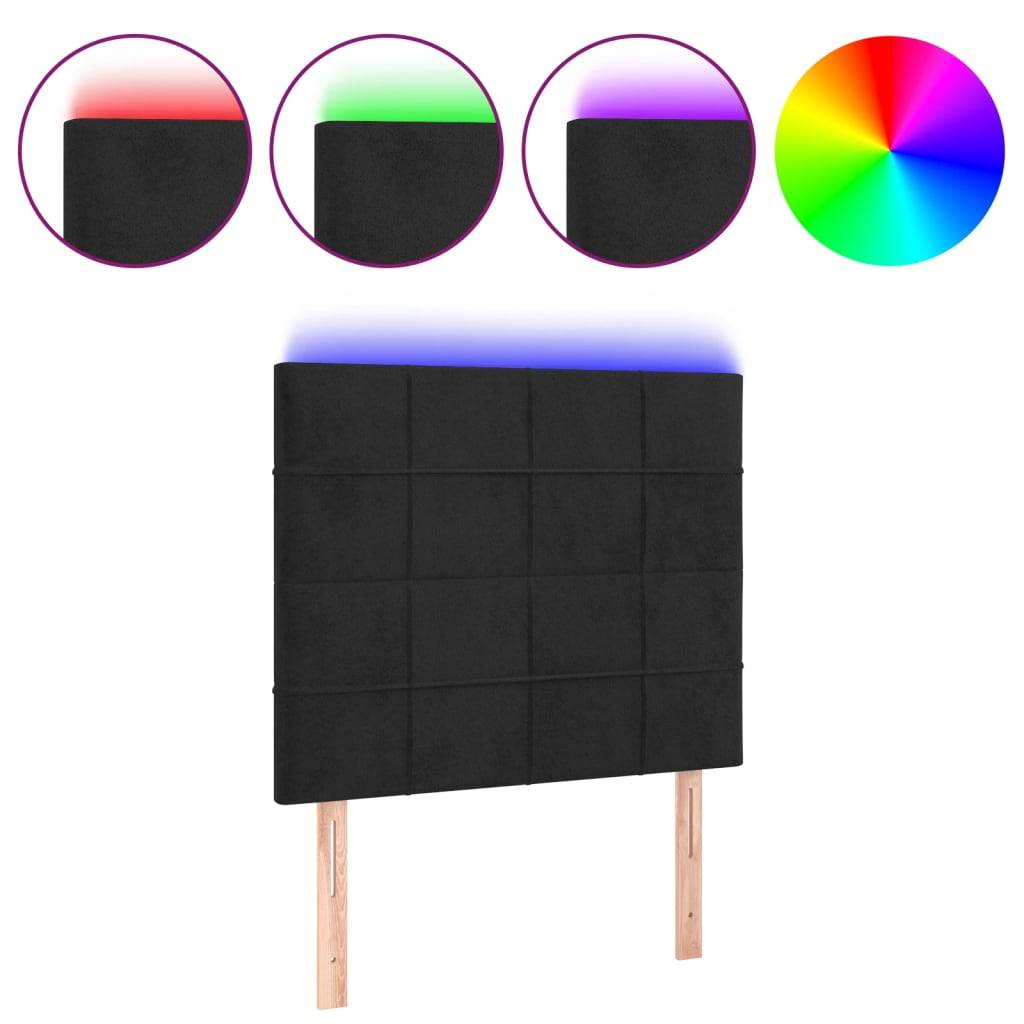 vidaXL LED Kopfteil Schwarz 80x5x118/128 cm Samt