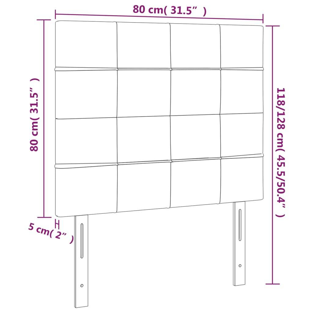 vidaXL LED Kopfteil Schwarz 80x5x118/128 cm Samt