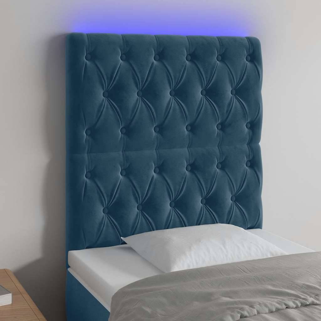 vidaXL LED Kopfteil Dunkelblau 80x7x118/128 cm Samt
