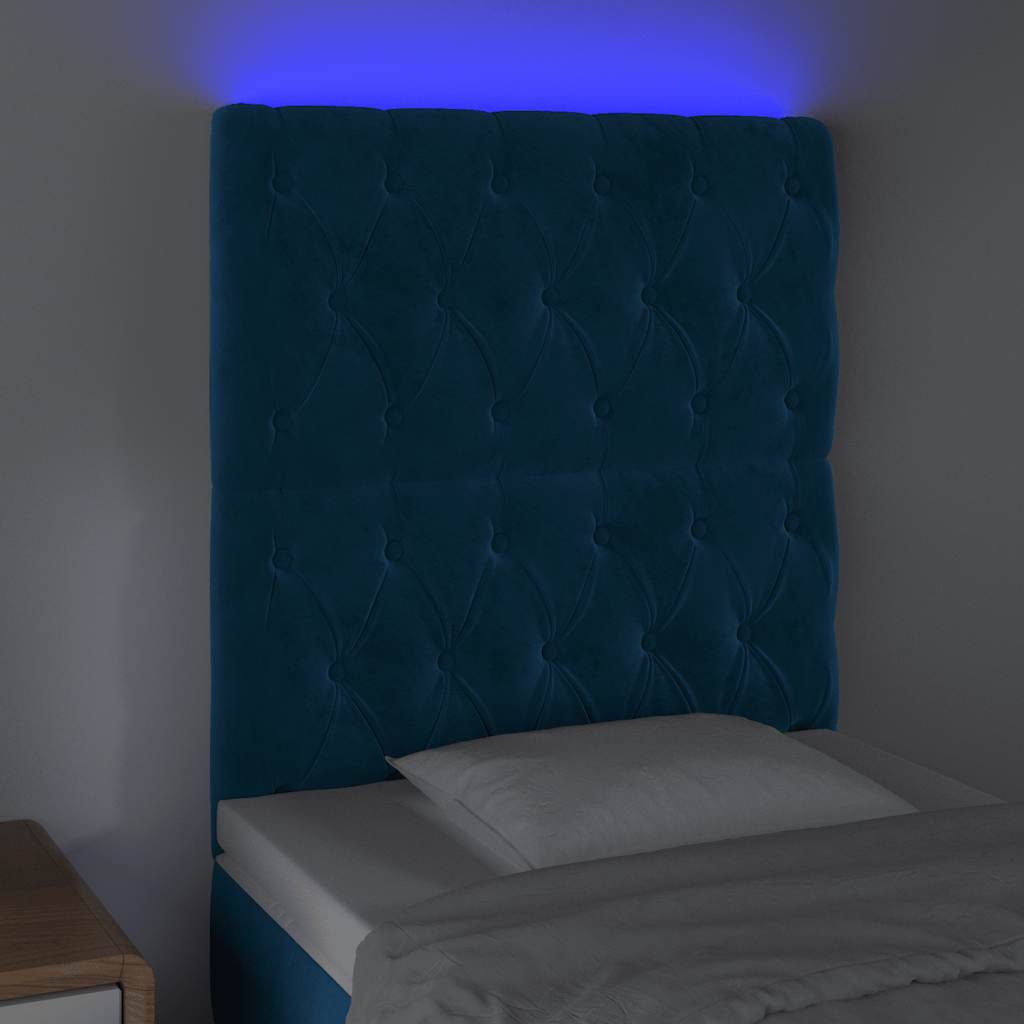 vidaXL LED Kopfteil Dunkelblau 80x7x118/128 cm Samt