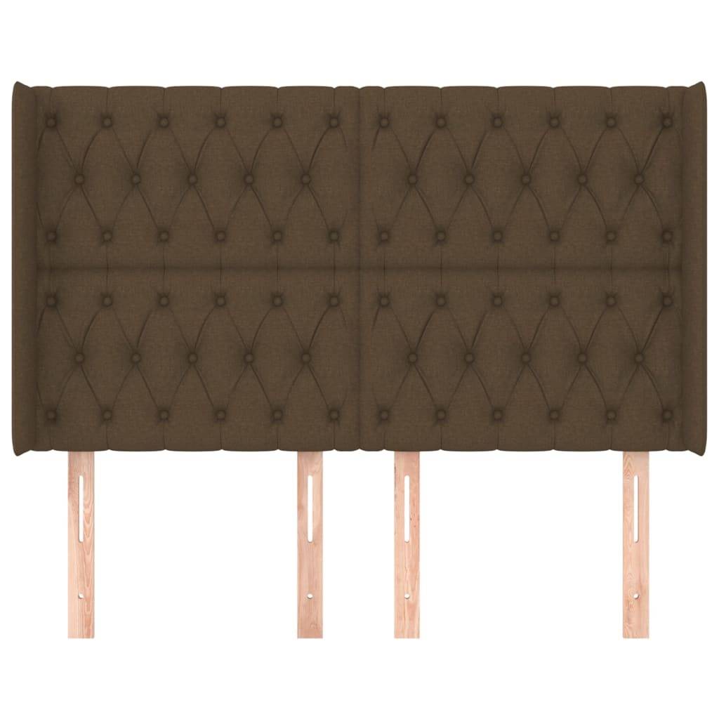 vidaXL Kopfteil mit Ohren Dunkelbraun 147x16x118/128 cm Stoff