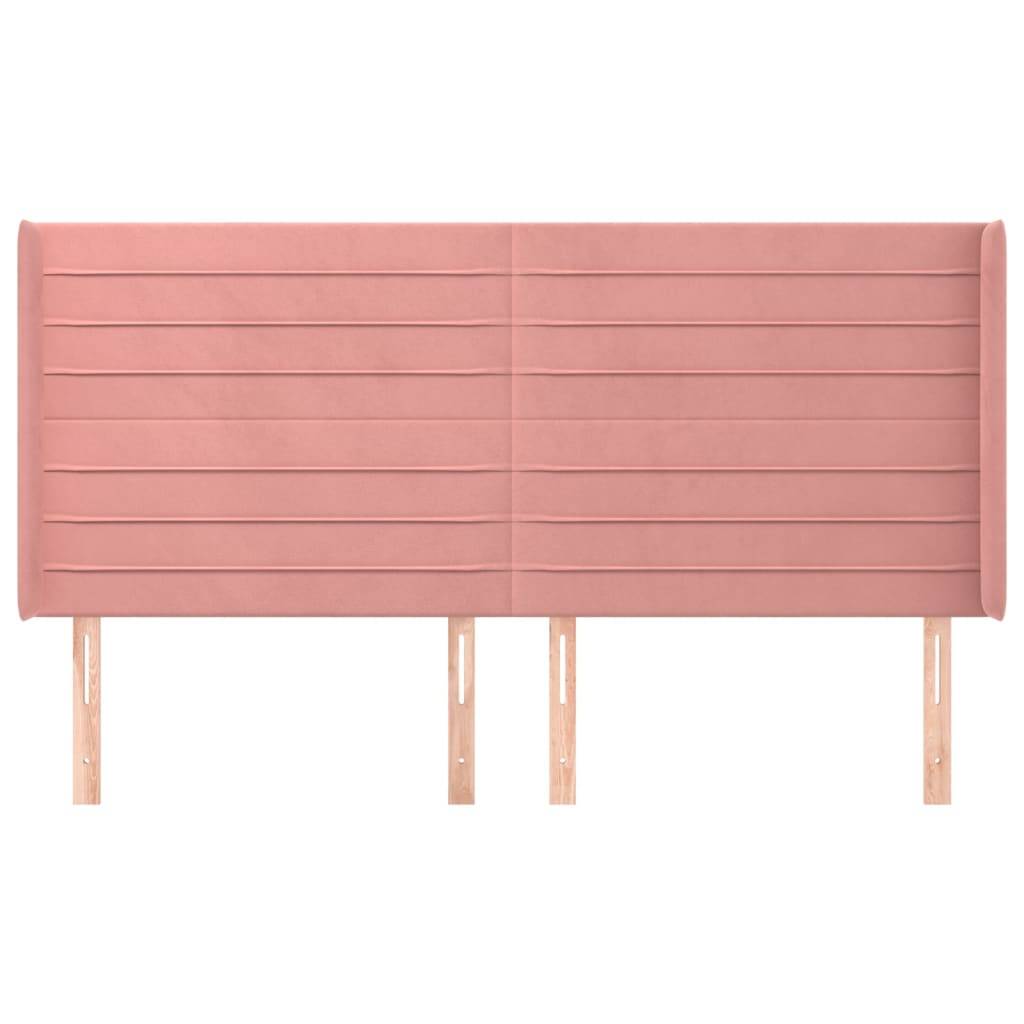 vidaXL Kopfteil mit Ohren Rosa 203x16x118/128 cm Samt