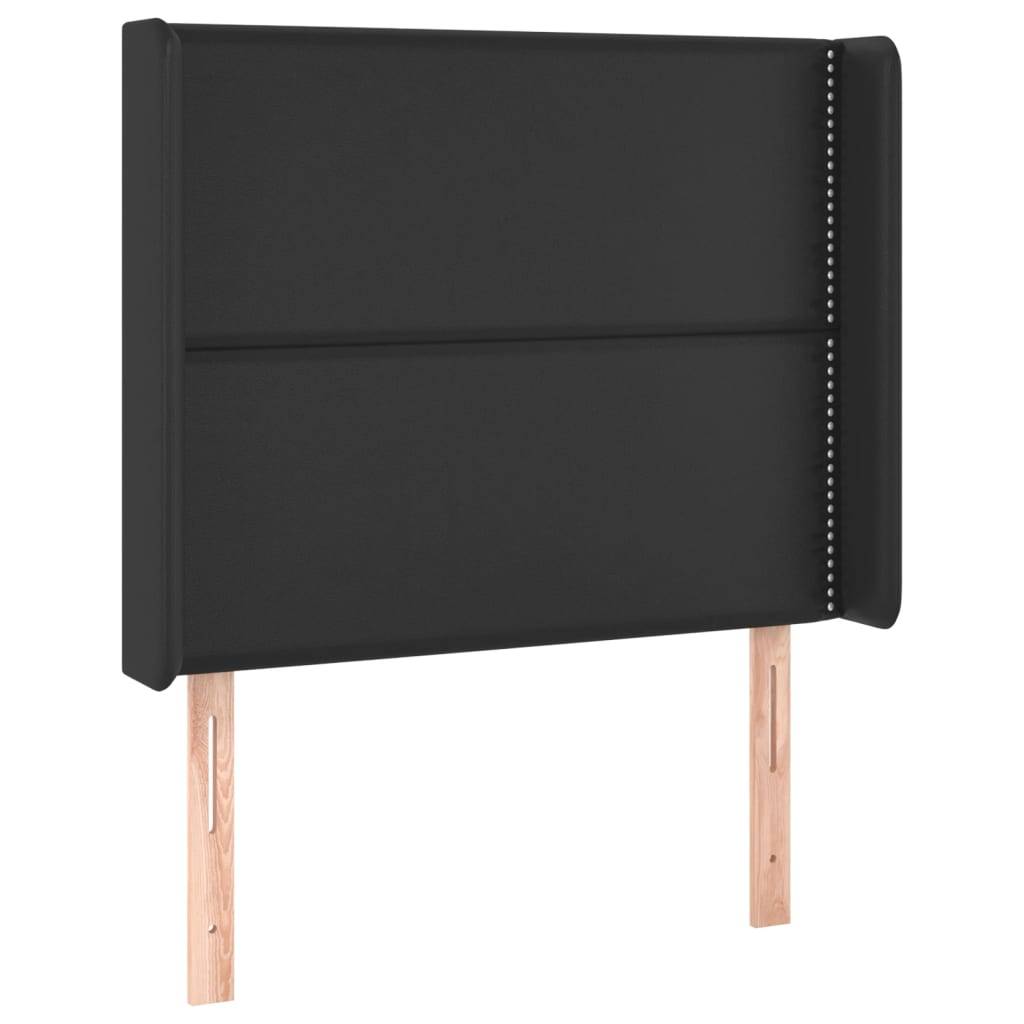 vidaXL Kopfteil mit Ohren Schwarz 103x16x118/128 cm Kunstleder