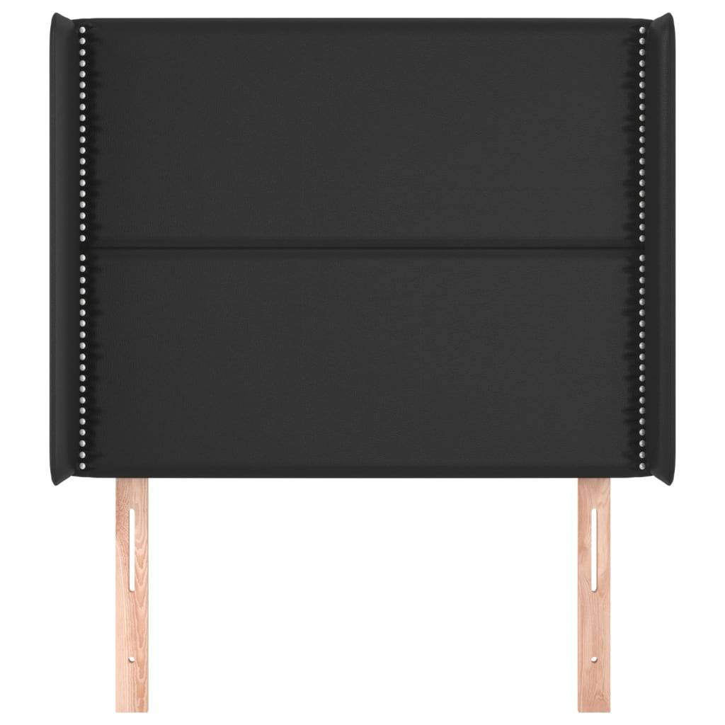 vidaXL Kopfteil mit Ohren Schwarz 103x16x118/128 cm Kunstleder