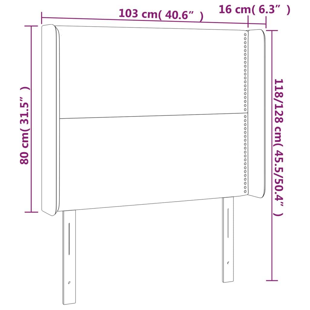 vidaXL Kopfteil mit Ohren Schwarz 103x16x118/128 cm Kunstleder