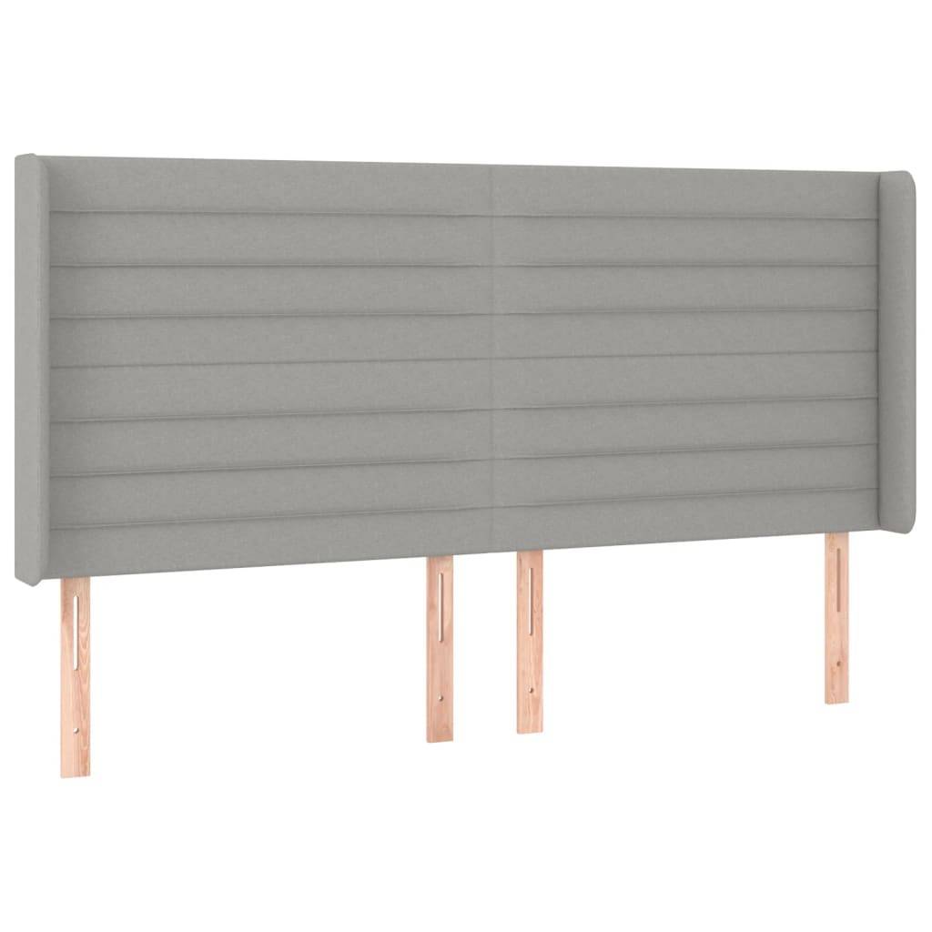 vidaXL Kopfteil mit Ohren Hellgrau 183x16x118/128 cm Stoff