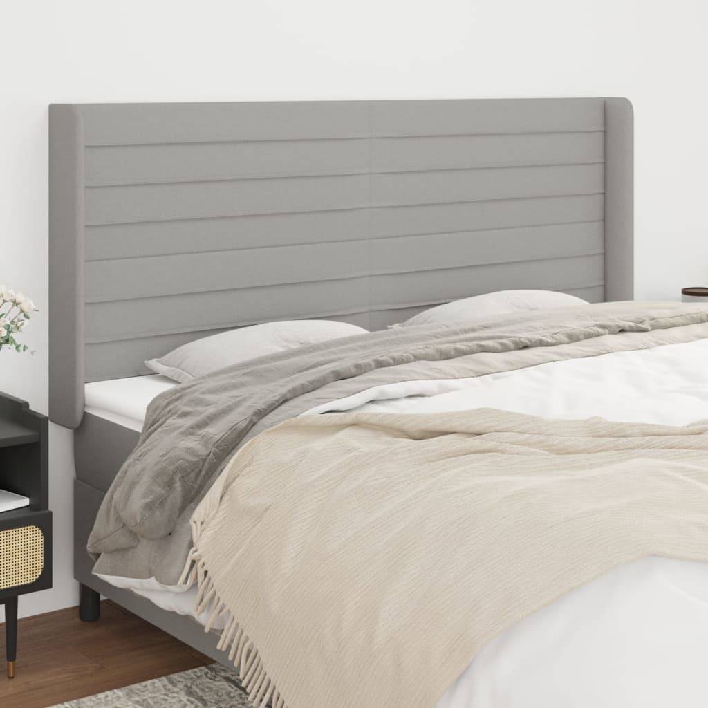 vidaXL Kopfteil mit Ohren Hellgrau 183x16x118/128 cm Stoff