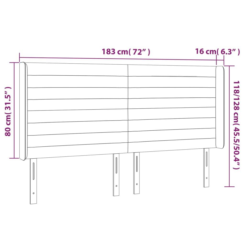 vidaXL Kopfteil mit Ohren Hellgrau 183x16x118/128 cm Stoff