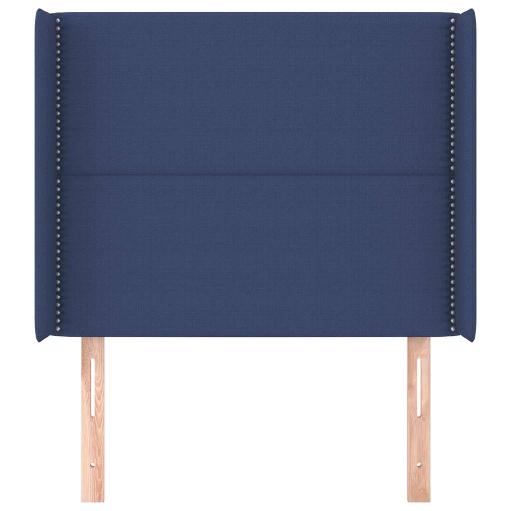 vidaXL Kopfteil mit Ohren Blau 103x16x118/128 cm Stoff