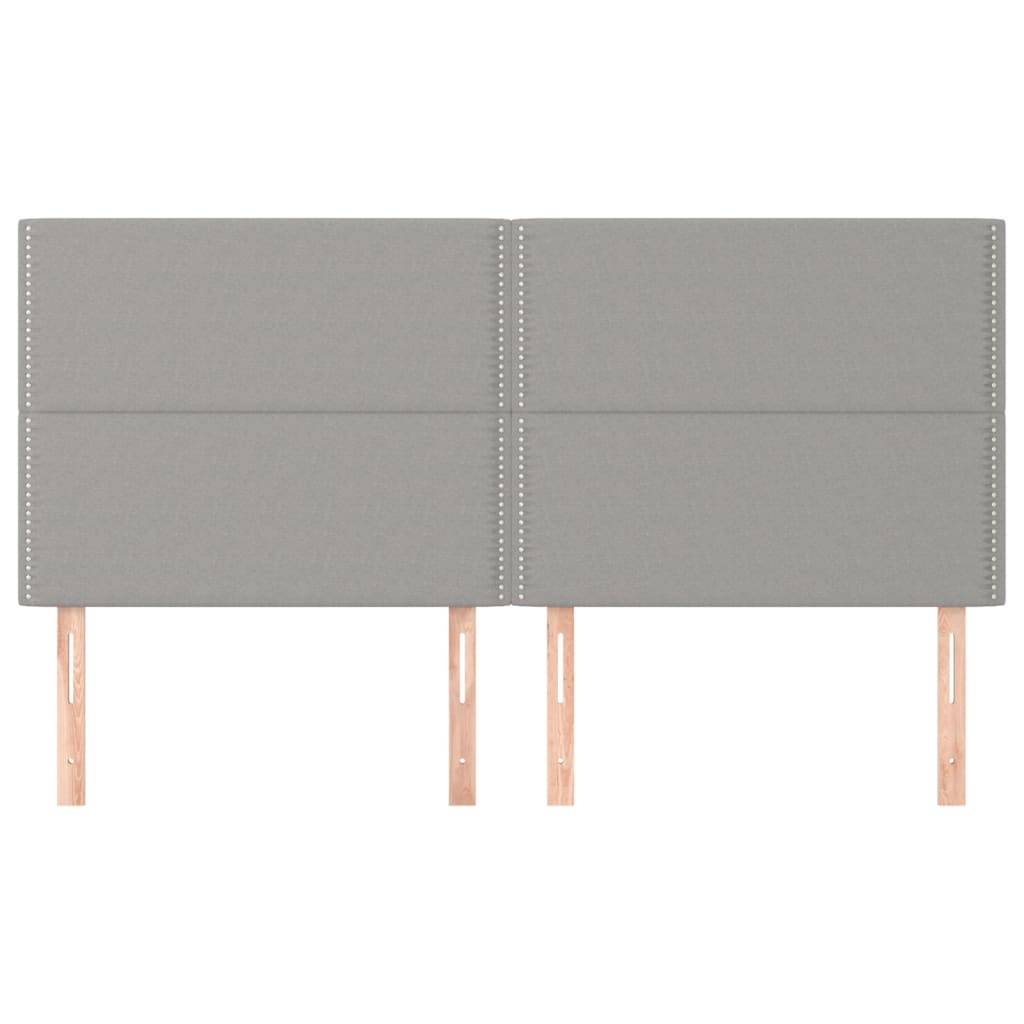vidaXL Kopfteile 4 Stk. Hellgrau 90x5x78/88 cm Stoff