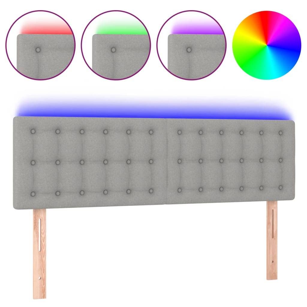 vidaXL LED Kopfteil Hellgrau 144x5x78/88 cm Stoff