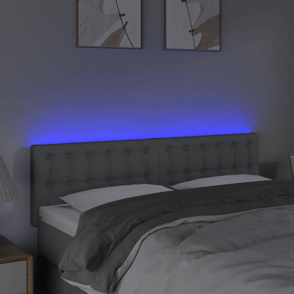 vidaXL LED Kopfteil Hellgrau 144x5x78/88 cm Stoff