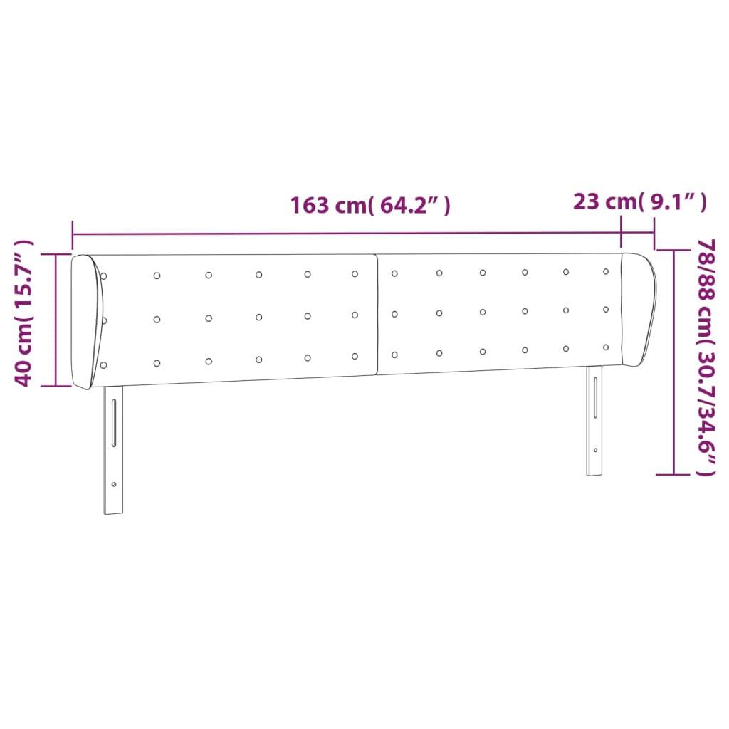 vidaXL Kopfteil mit Ohren Dunkelbraun 163x23x78/88 cm Stoff