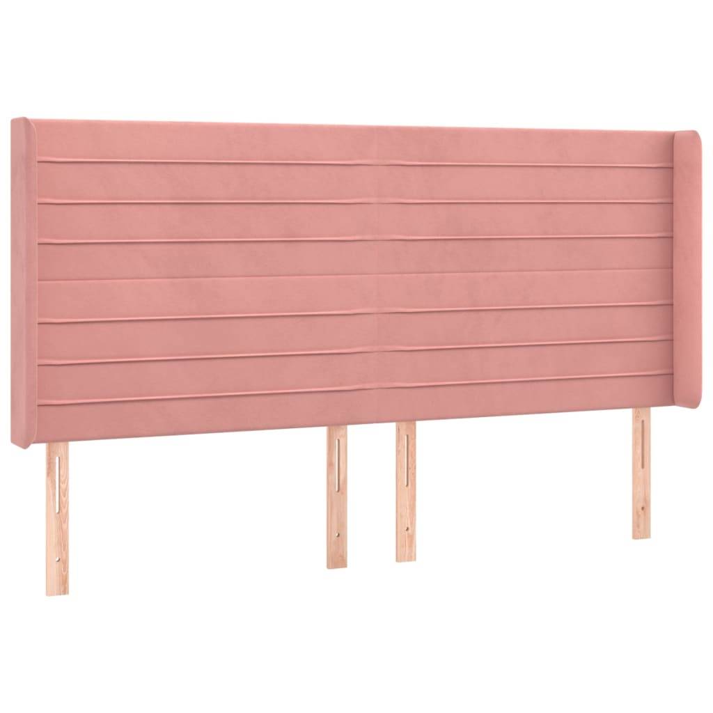 vidaXL LED Kopfteil Rosa 203x16x118/128 cm Samt