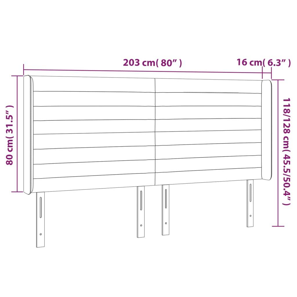 vidaXL LED Kopfteil Rosa 203x16x118/128 cm Samt