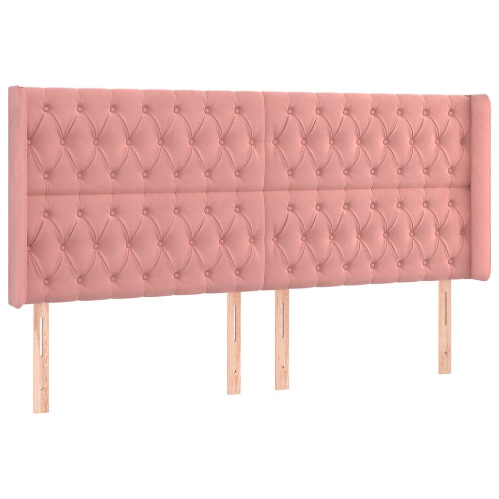 vidaXL Kopfteil mit Ohren Rosa 203x16x118/128 cm Samt