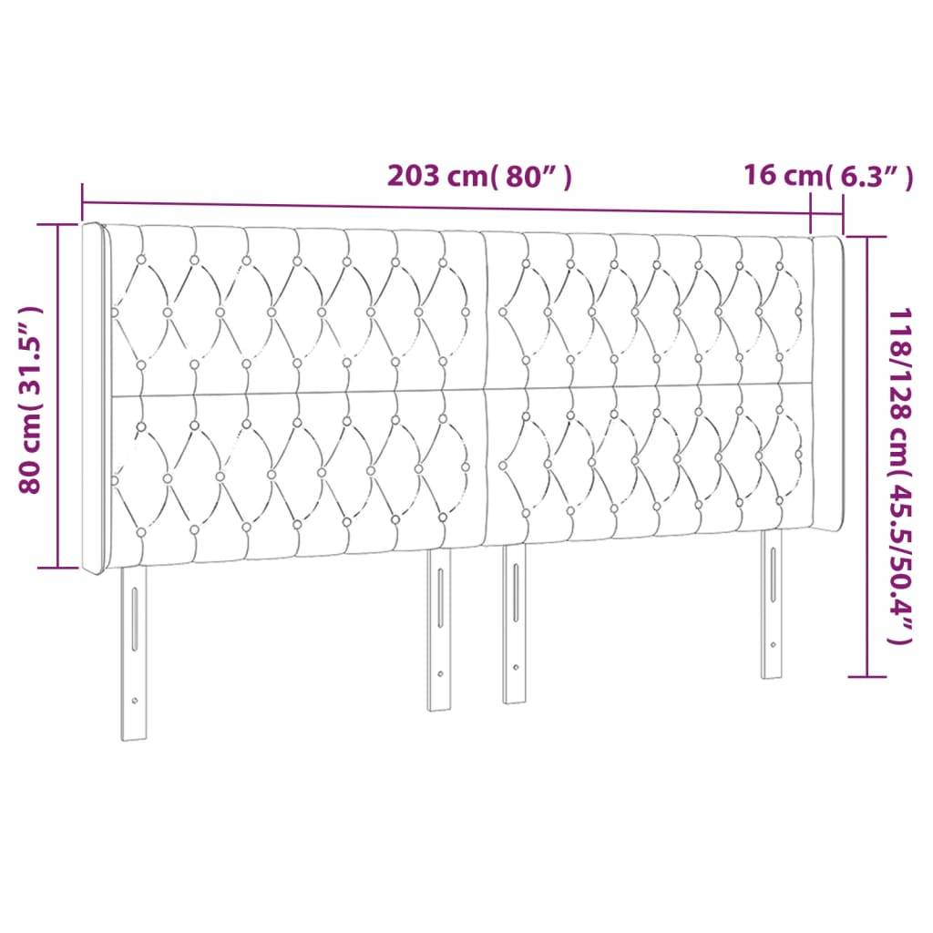 vidaXL Kopfteil mit Ohren Rosa 203x16x118/128 cm Samt