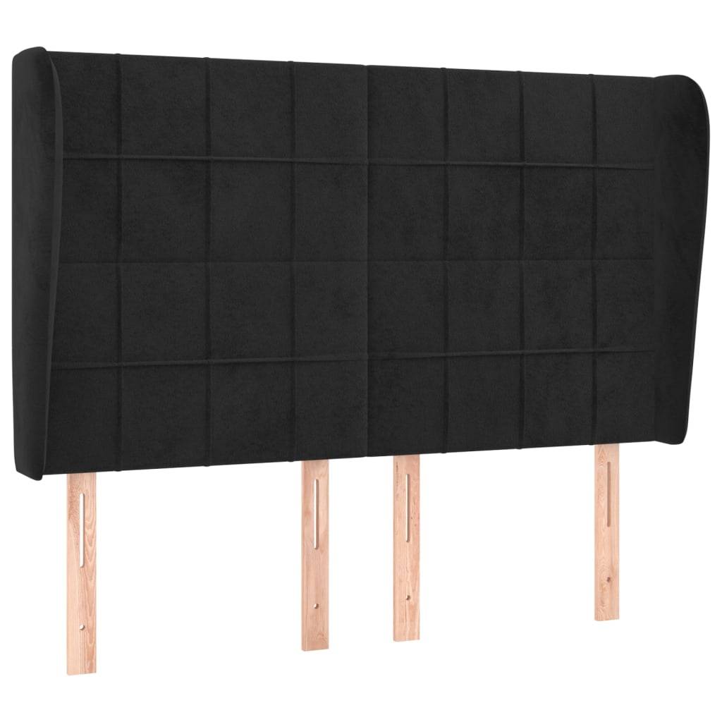 vidaXL Kopfteil mit Ohren Schwarz 147x23x118/128 cm Samt
