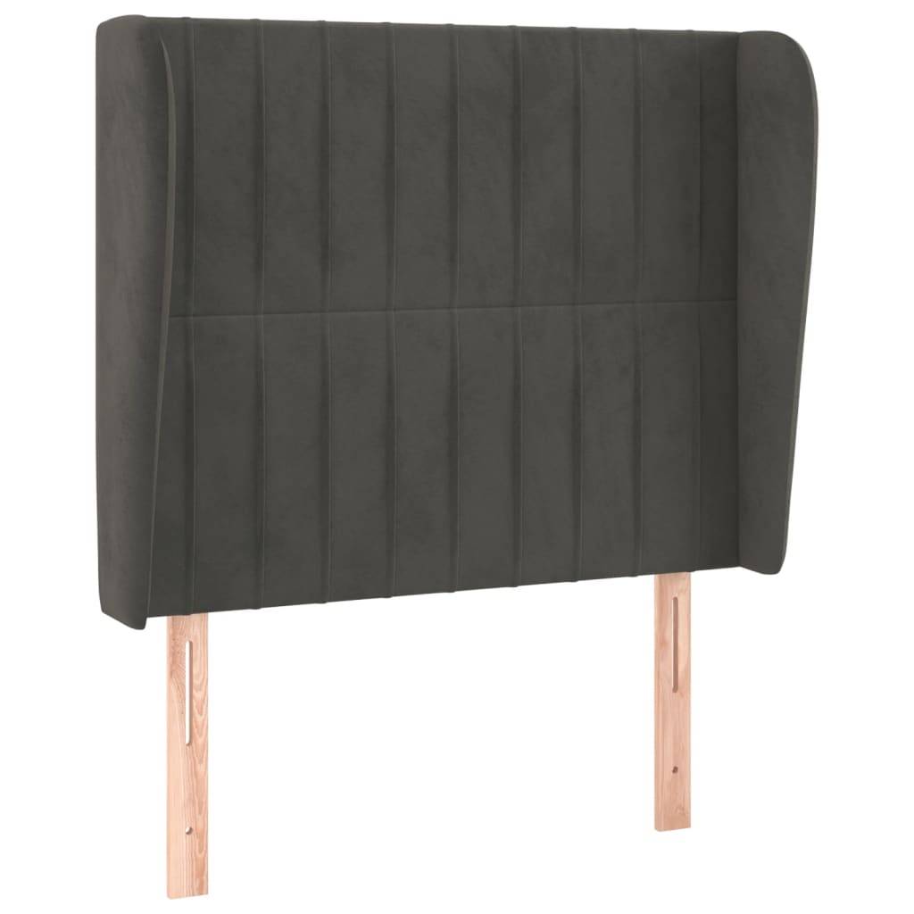 vidaXL Kopfteil mit Ohren Dunkelgrau 93x23x118/128 cm Samt