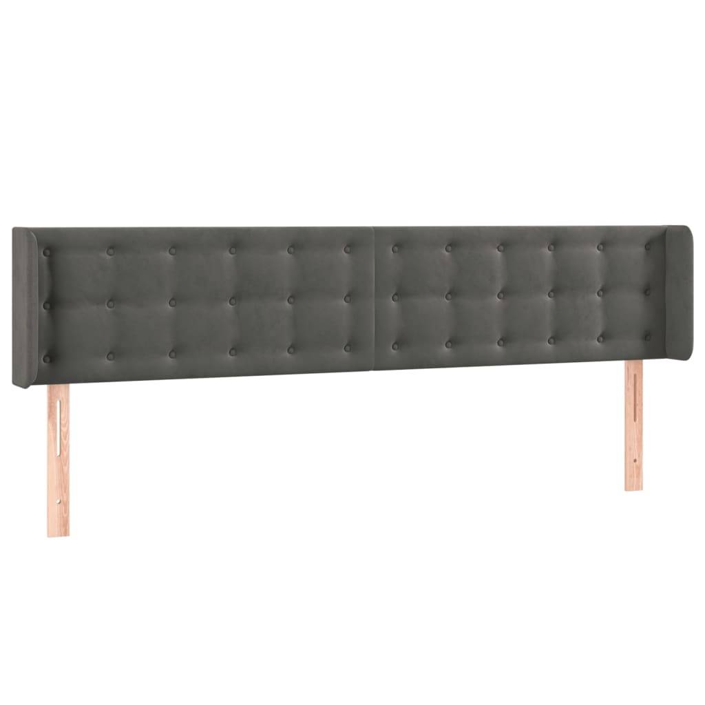 vidaXL LED Kopfteil Dunkelgrau 183x16x78/88 cm Samt
