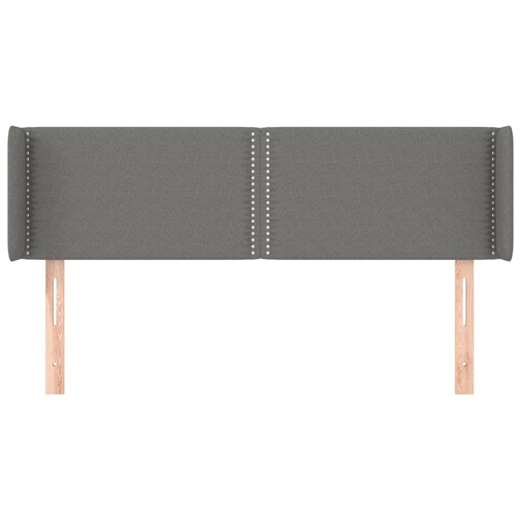 vidaXL Kopfteil mit Ohren Dunkelgrau 147x16x78/88 cm Stoff