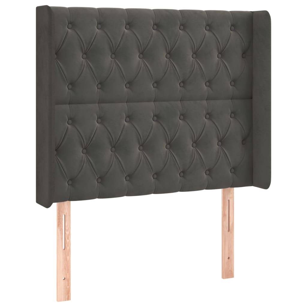 vidaXL LED Kopfteil Dunkelgrau 93x16x118/128 cm Samt